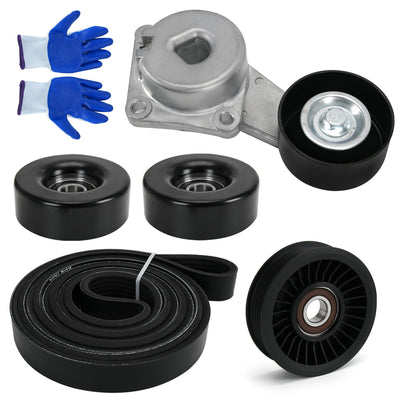 90K-38274A Serpentine Belt Drive Kit Tensioner & Idler Pulley Fits for Ford Expedition F150 F250 F350 Lincoln