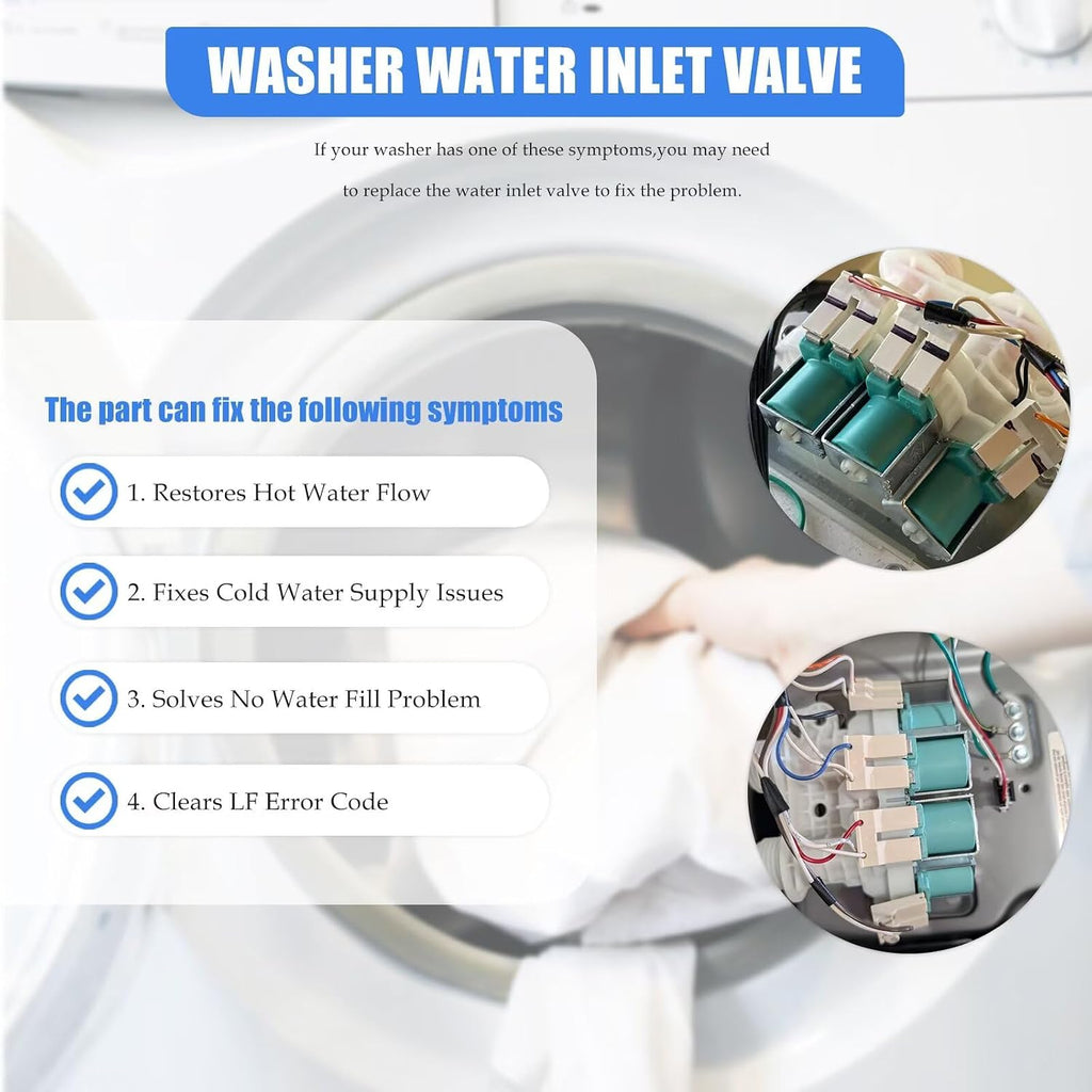 Washer Water Inlet Valve,Washing Machine Parts Replacement PS12348013 EAP12348013 for Maytag MVW7230HW0 MVW7232HC0 MVW7232HW0 MVW8230HC0 MVWB755DW0 - Welsdolk