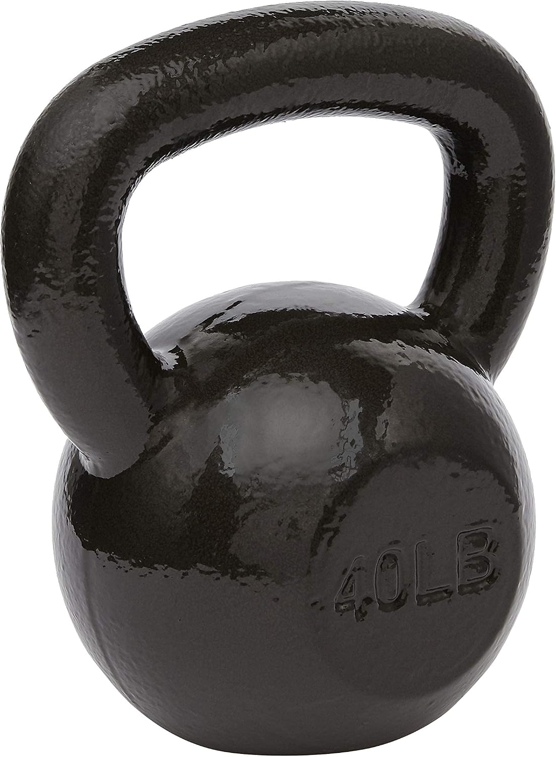 Cast Iron Kettlebell for Strength Training, Textured Wide Handle, Black