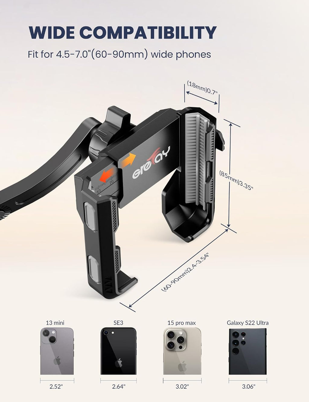 Motorcycle Phone Mount, 1S Quick Release. Anti Shake Motorbike Phone Holder for 4.0-7.0 Inch Smartphone for