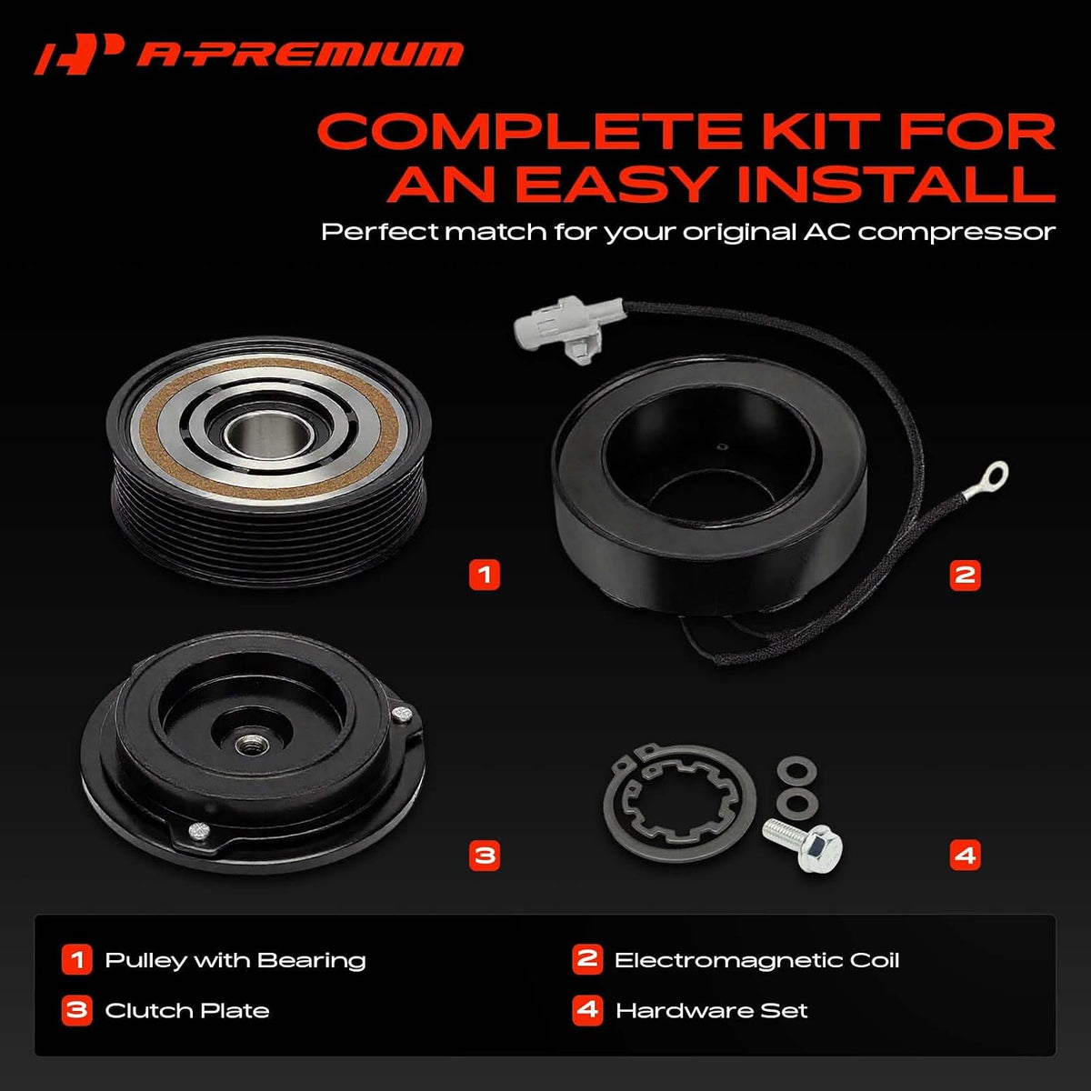 A-Premium Air Conditioner AC Compressor Clutch Kit