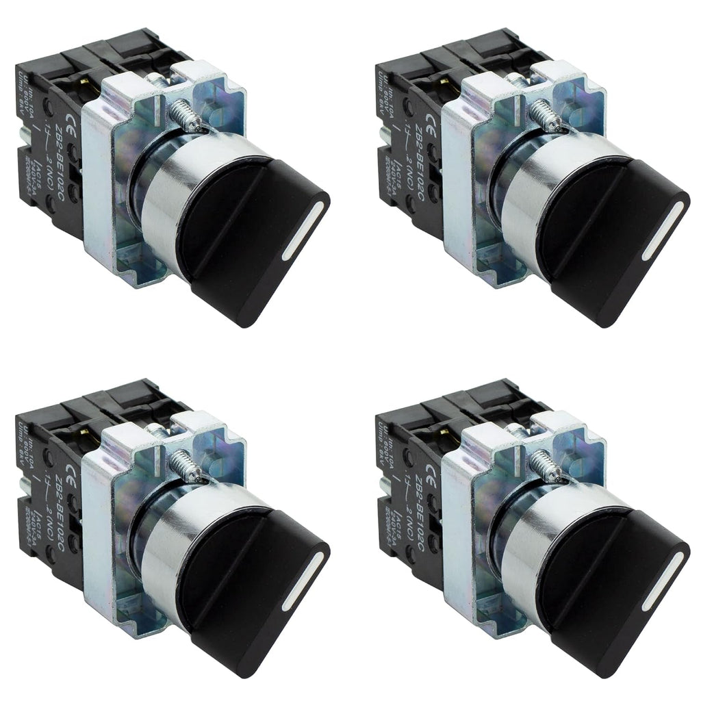 Rotary Switch 2 Position Selector Switch Maintained, 4 Pack