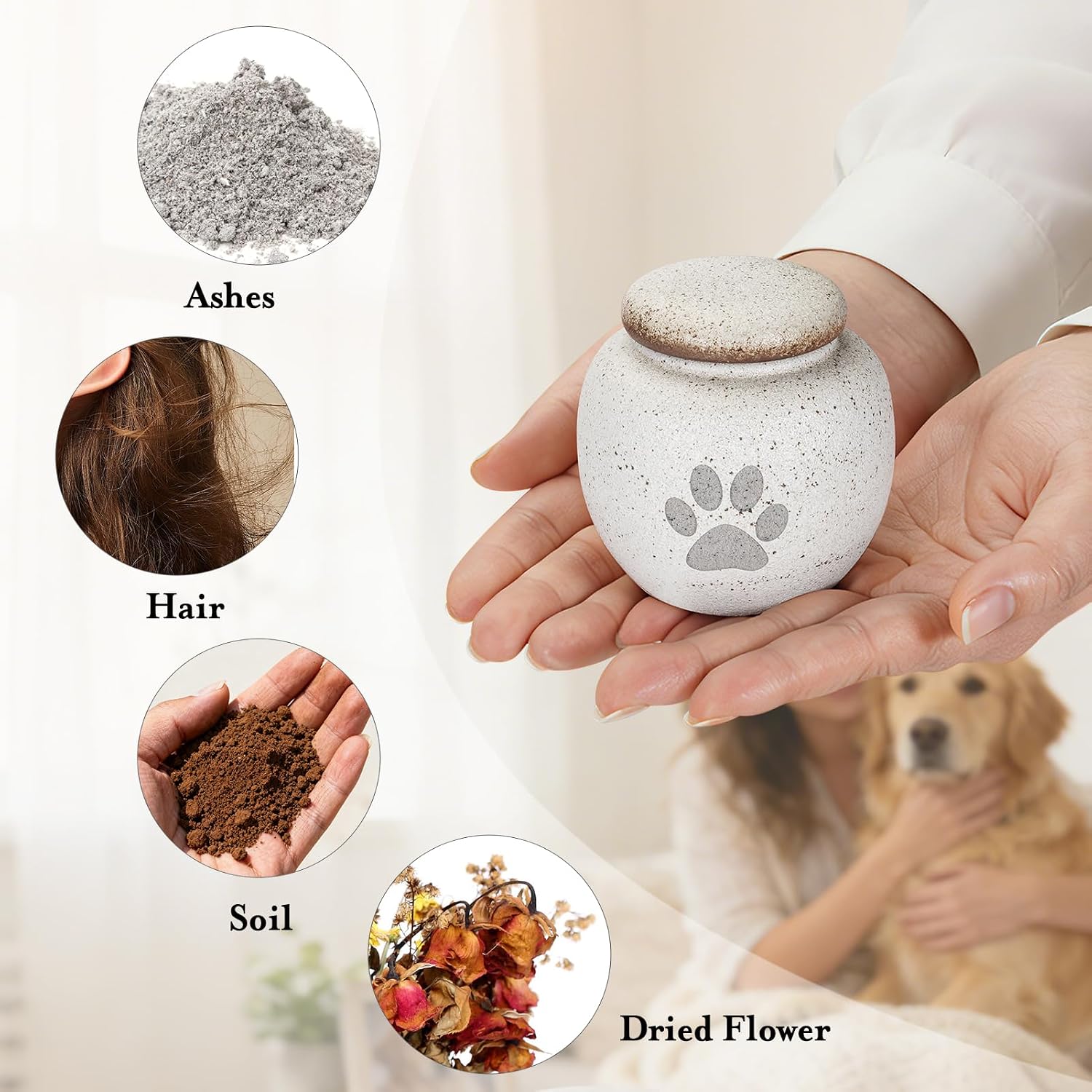 Pet Urn for Dogs Cats 2.76 Inch Small Urn for Pet Ashes Cremation Keepsake Urns Ceramic Mini Urns for Ashes Pet