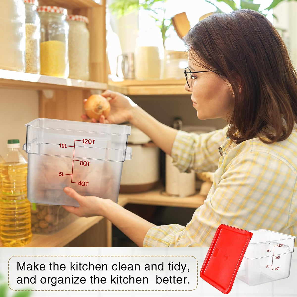 2 Pcs Square Food Storage Container Polycarbonate Clear Food Container with Lid Commercial Rice Storage with
