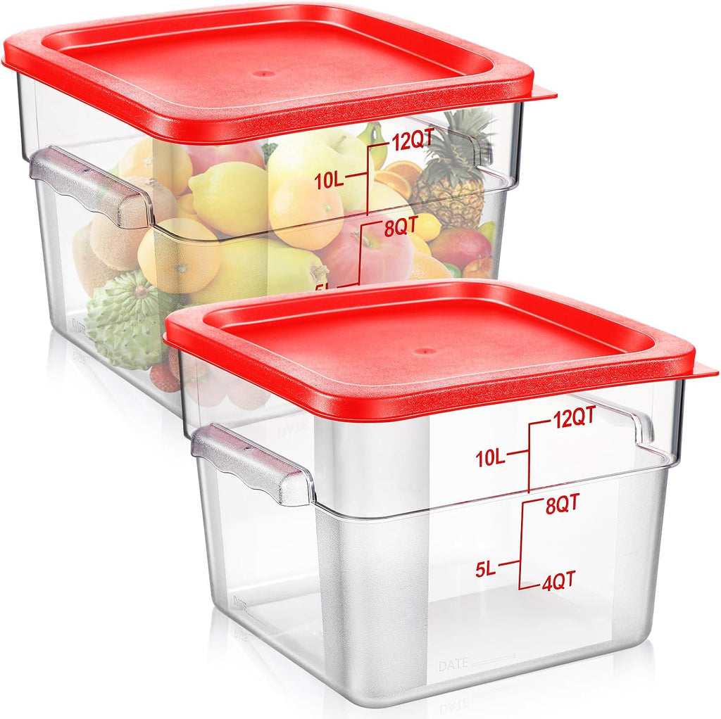 2 Pcs Square Food Storage Container Polycarbonate Clear Food Container with Lid Commercial Rice Storage with