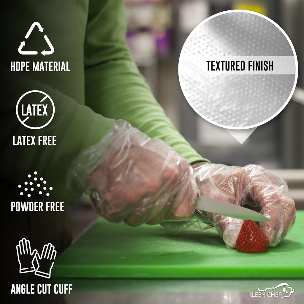Disposable Food Service & Handling Long Cuff Clear Poly Gloves