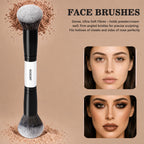 20Pcs Black White Makeup Brushes Set Professional with Case Premium Synthetic for Foundation Concealer Blush Eye