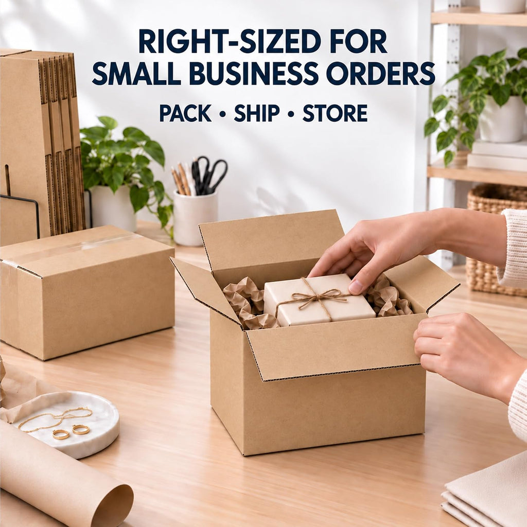 8x6x4 Shipping Boxes, 50 Pack Kraft Corrugated Mailers Sturdy small cardboard boxes for small business mailing