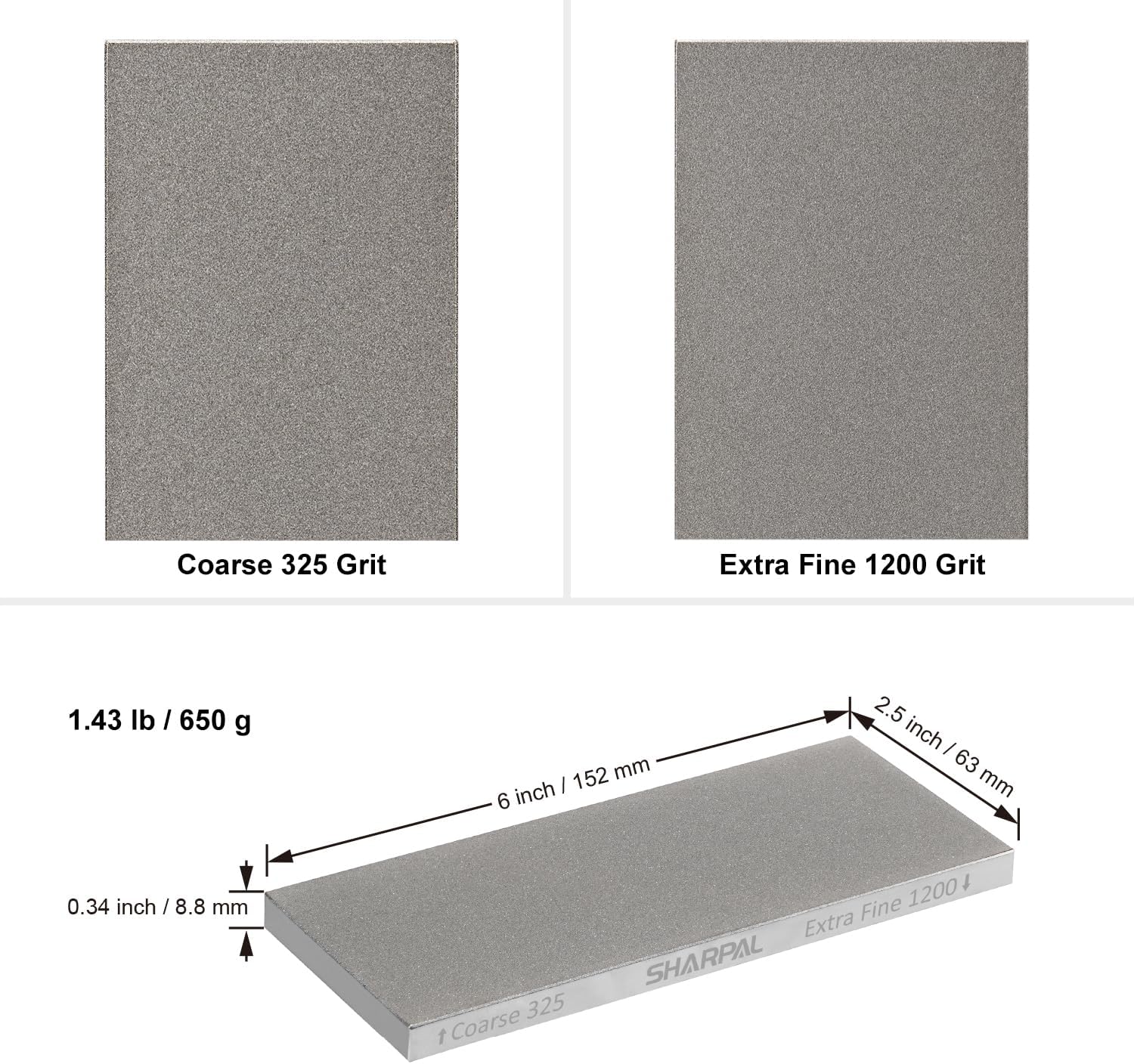 156N Double-sided Diamond Sharpening Stone, 6 in. x 2.5 in. | Coarse 325 / Extra Fine 1200 Grit, Storage Case with