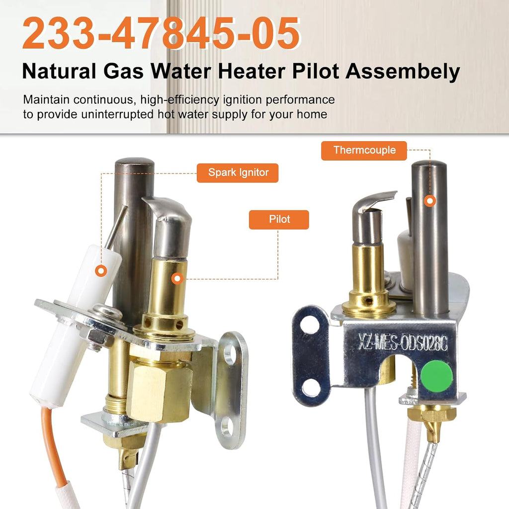 Hiorucet 233-47845-05 233-47845-03A Water Heater Pilot Assembly for Bradford White Water Heater, 415-47845-05 Pilot Assembly for Honeywell Natural Gas Water Heater CS8840A1-1041, Replace 233-47845-02A