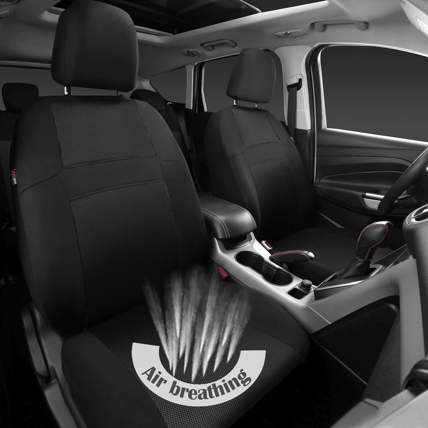 Seat Cover Full Sets, 3D Air Mesh Car Seat Cover with 5mm Composite Sponge Inside,Airbag Compatible Universal Fit for