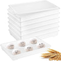 6 Pack White Pizza Dough Proofing Box Tray with Lid 22.44" x 15" x 2.8" Stackable Dough Proofing Containers for Pizza