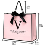 Personalized Letter V Pattern Medium Pink Gift Bag Set