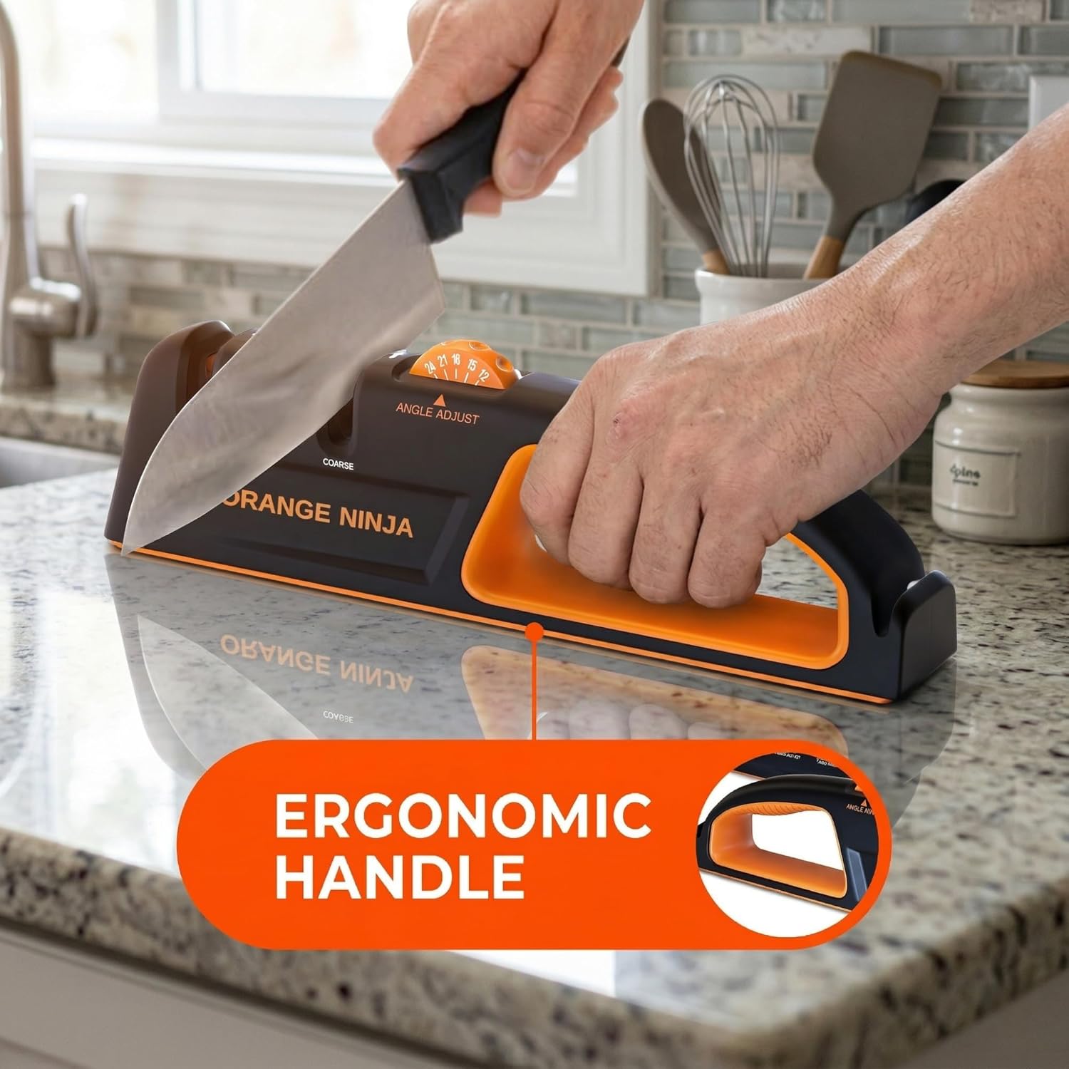5 Precision Adjust Knife Sharpener- 3-Stage Premium Kitchen Knife Sharpener to Repair, Restore & Polish Blades by