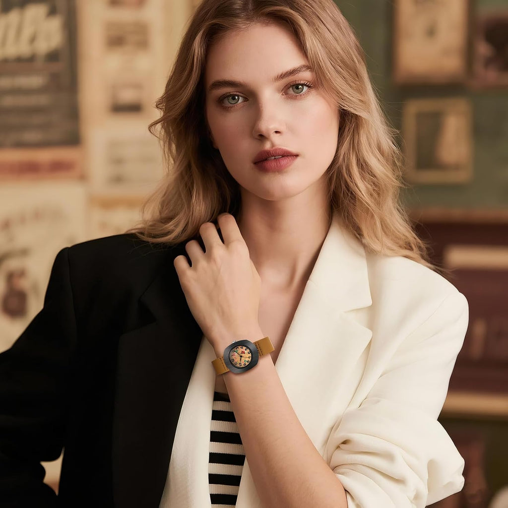 Women's Leather Wrist Watches: Vintage Retro Handmade Butterfly Floral Analog Quartz Arabic Numerals Bracelet Watch