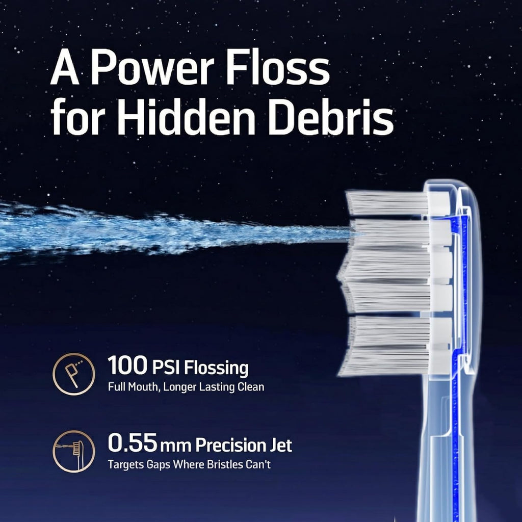 Electric Toothbrush with Water Flosser Combo, 3-in-1 Sonic Flossing Electric Toothbrush for Travel & Home, 330ml