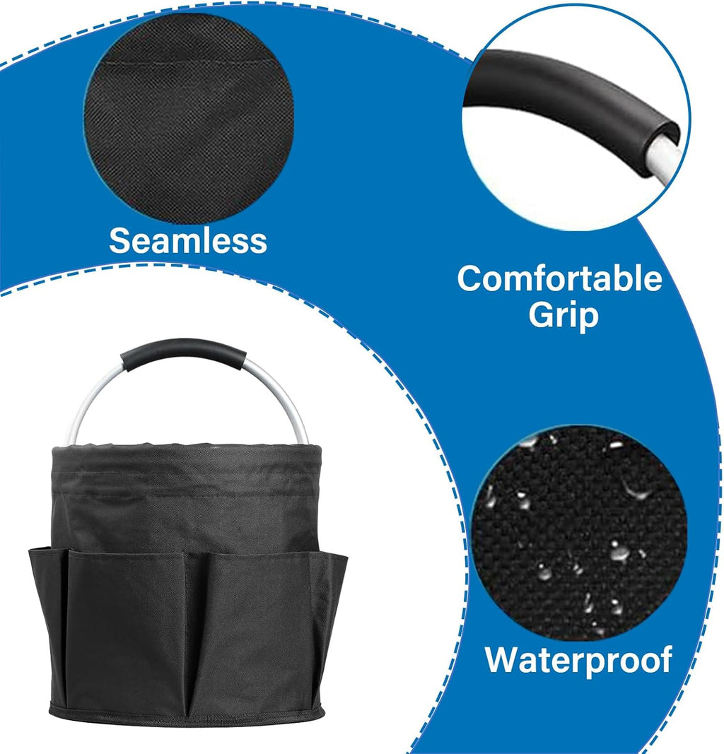 17L Foldable Storage Basket Cleaning Caddy with Handle Portable Multi Cleaning Bucket Bag for Home, Garden, Outdoor