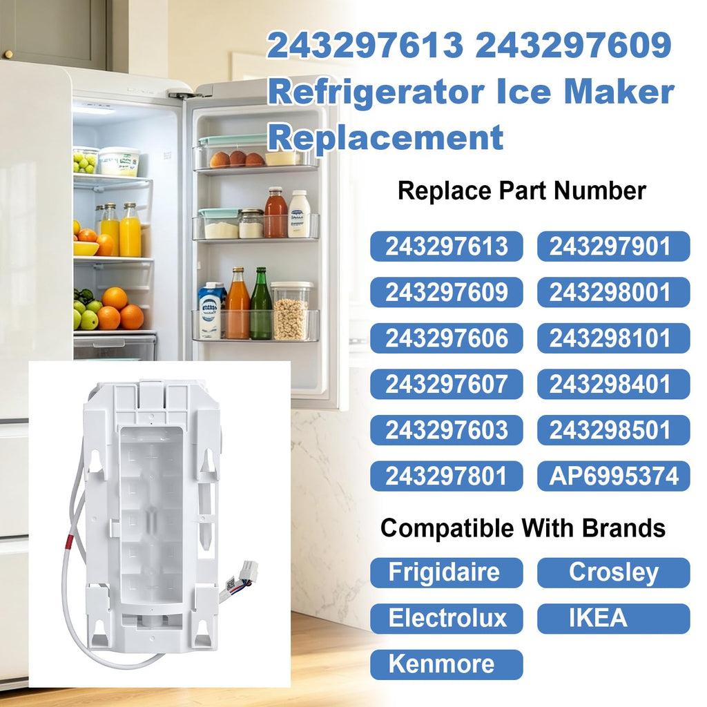 243297609 243297613 Refrigerator Ice Maker, 6-Pin Ice Maker Replacement