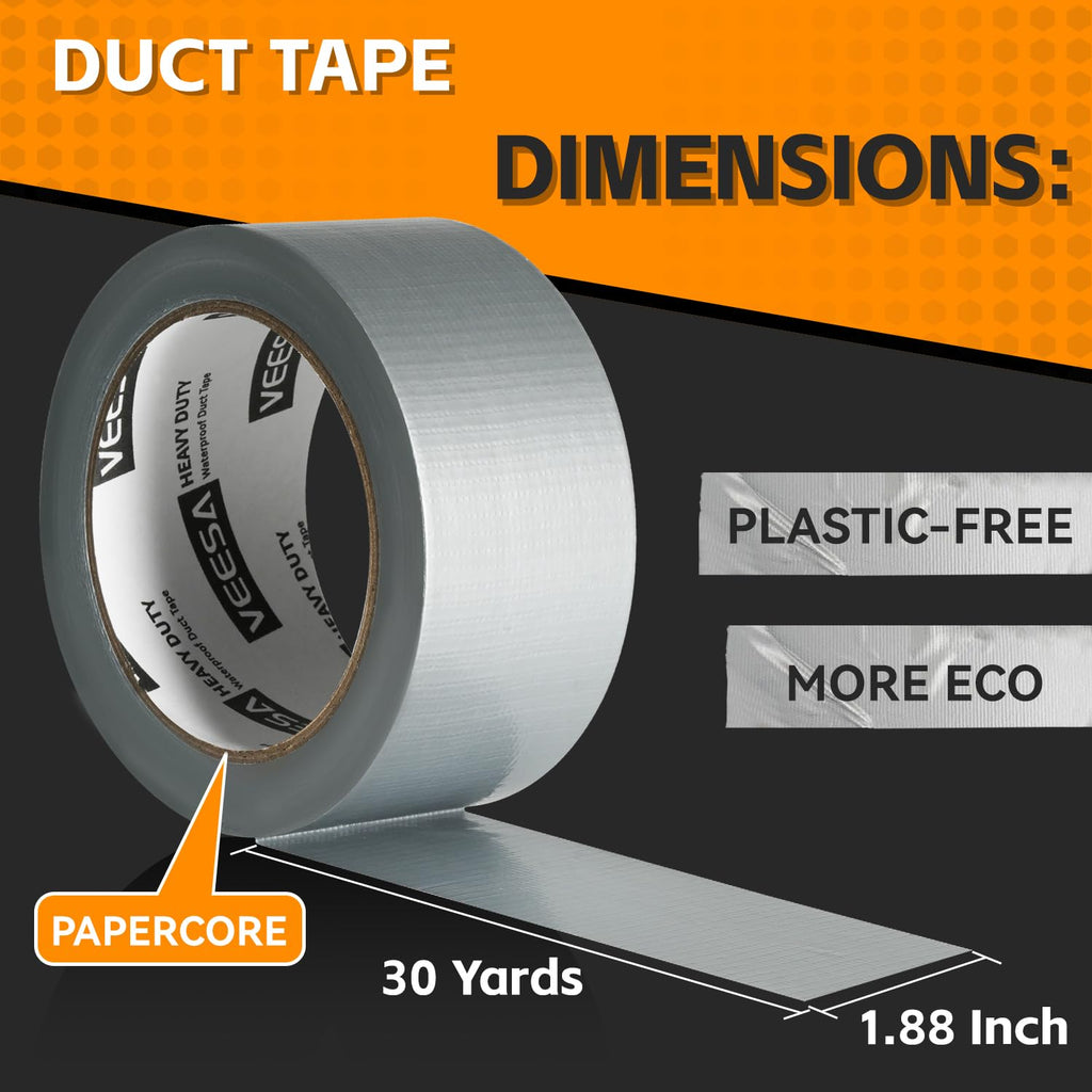 Duct Tape Heavy Duty Waterproof, 120 Yards Total x 1.88'', 4 Pack