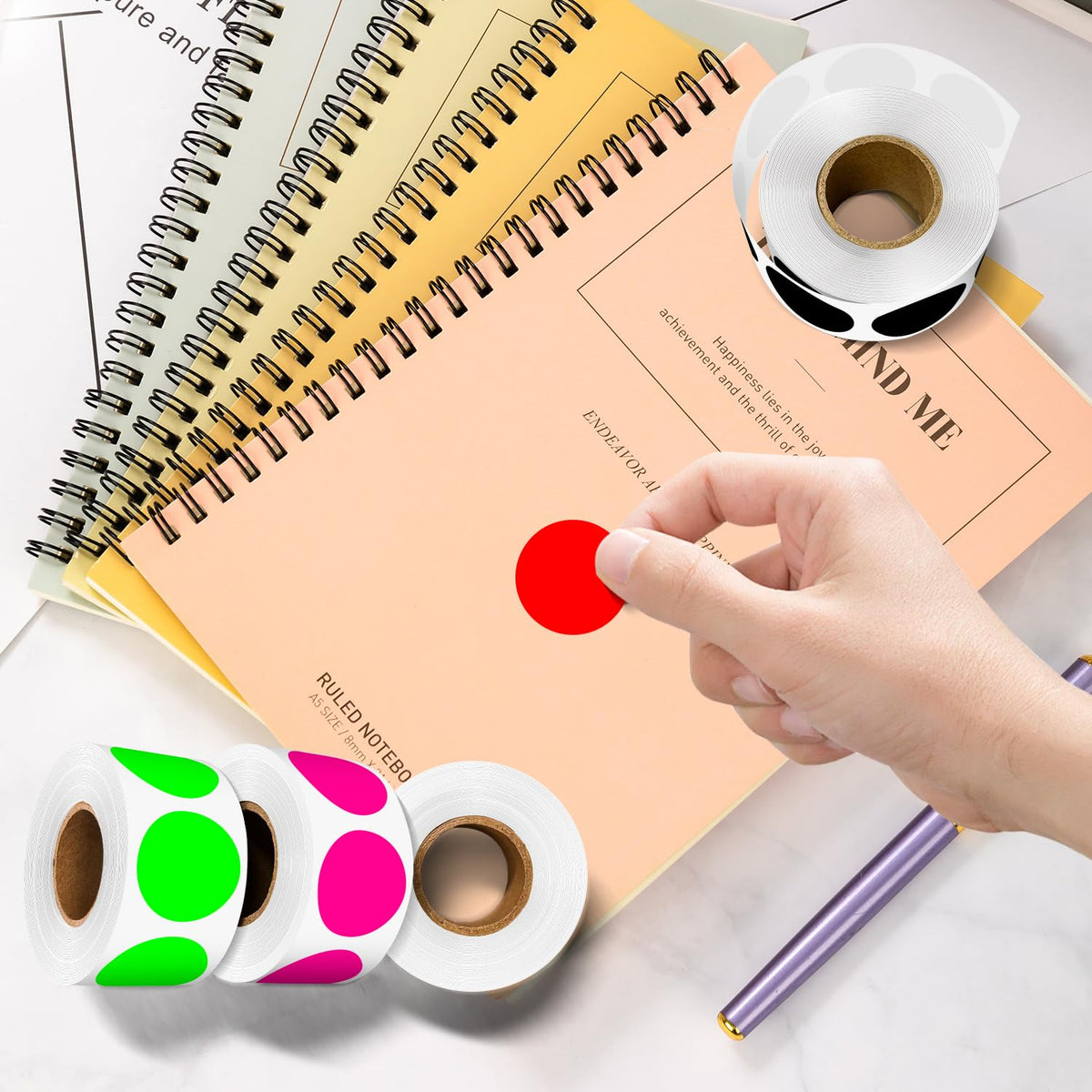1 Inch 10 Colored Dot Stickers, 5000PCS Round Sticker Label Dots