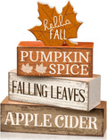 4 Pcs Fall Decor Wooden Maple Leaf Decoration Thanksgiving Tiered Tray Decor Rustic Wooden Maple Leaf Block Sign