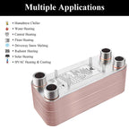 AB Plate Heat Exchanger, 5"x 12" 40 Plates Water To Water Heat Exchanger, Copper/SS316L Stainless Steel Brazed Plate Heat Exchanger For Floor Heating, Water Heating, Snow Melting