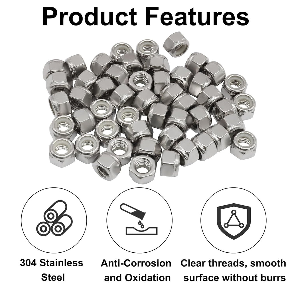Murtenze 5/16-18 Lock Nuts, 50 Pack