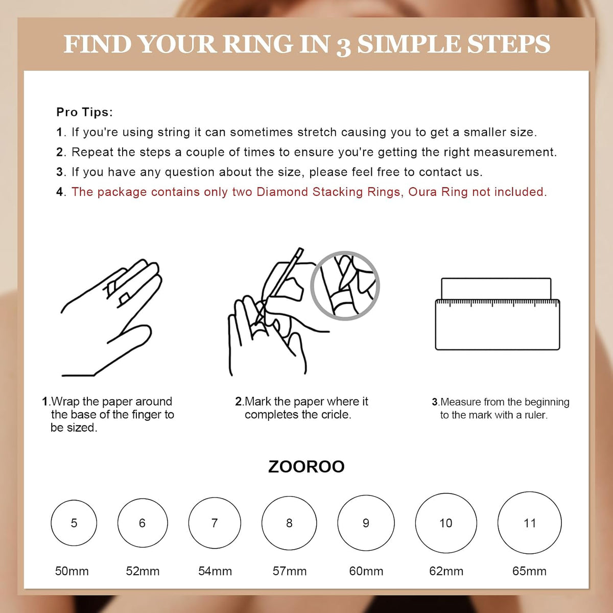 ZOOROO 2-Pack Stackable Bands for Oura Ring 5/Oura Ring 4/Oura Ring 3 Stack