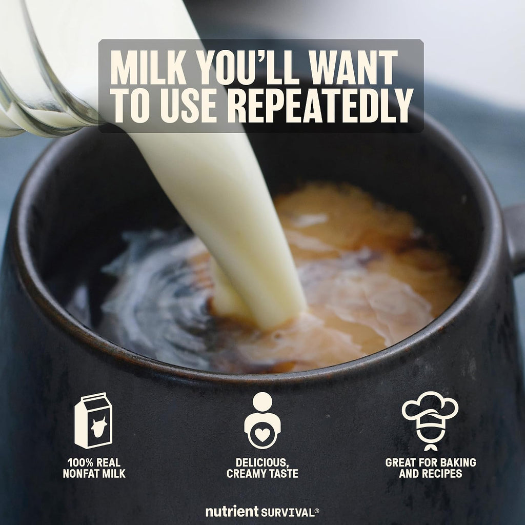 Vitamin Powdered Milk, Freeze Dried Prepper Supplies & Emergency Food Supply, 21 Essential Nutrients, Soy & Gluten