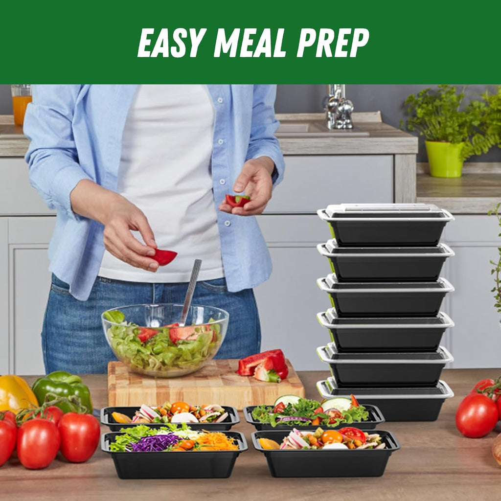 50 Pack (100-Piece) 38 oz Meal Prep Containers Reusable with Lids