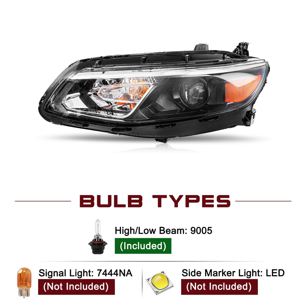 Halogen Headlight Assembly W/Bulbs for 2016 2017 2018 Chevy Malibu