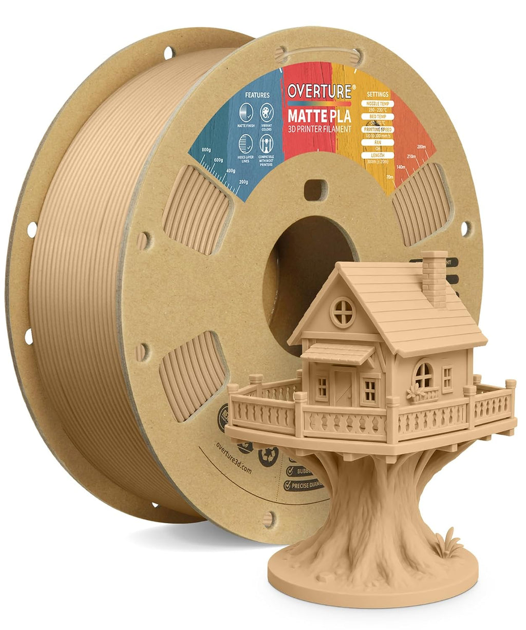 Matte PLA Filament 1.75mm, 1kg Matte Light Brown | Low Warp & Smooth Finish, 1kg (2.2lbs) Dimensional Accuracy +/