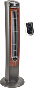Lasko Oscillating Tower Fan with Remote - 42" Tall – Gray/Woodgrain