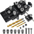 Dowel Jig Kit with Quick Positive Stop and Clamp, Adjustable Doweling Jig for Drill 1/4, 3/8 and 1/2 Inch Accurate