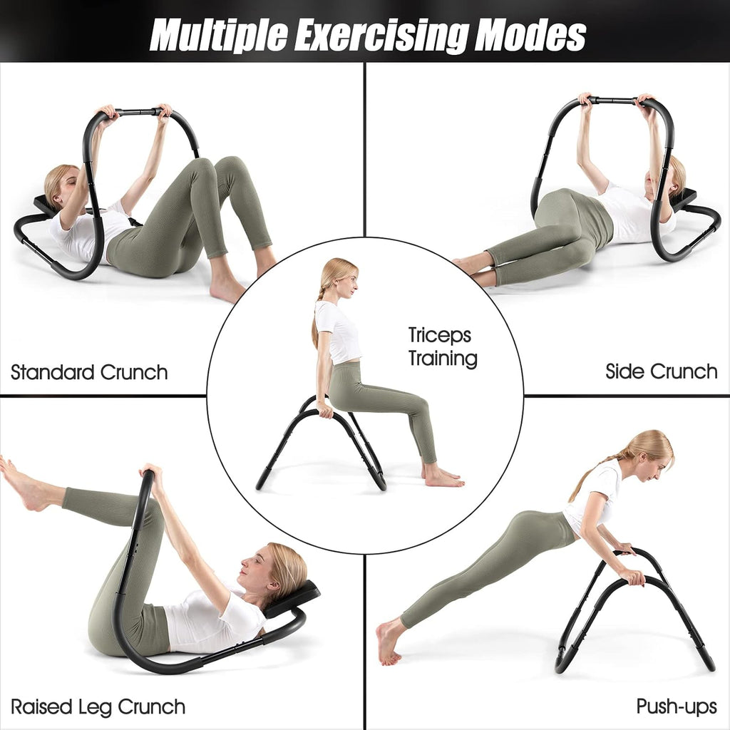Ab Cruncher, Abdominal Trainer Sit up Assistant Roller with Padded Headrest, Fitness Exercise Training Machine for
