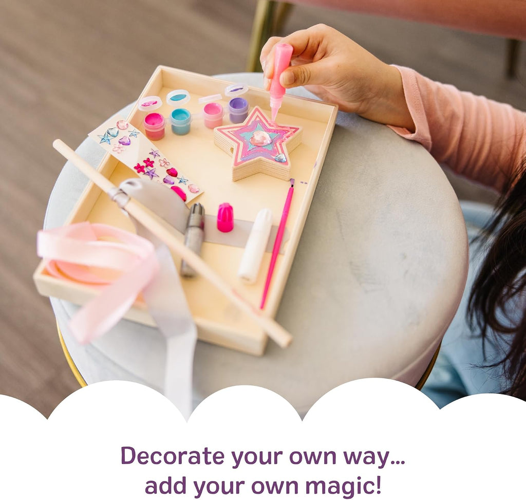 Created By Me! Paint & Decorate Your Own Wooden Princess Wand Craft Kit, Pink Princess Crafts Great for Rainy Days