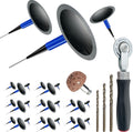 Tire Repair Patch Tool Kit Including 24pcs Tire Patch Plugs, Tungsten Buffing Wheel, Tire Patch Roller with 4mm Twist