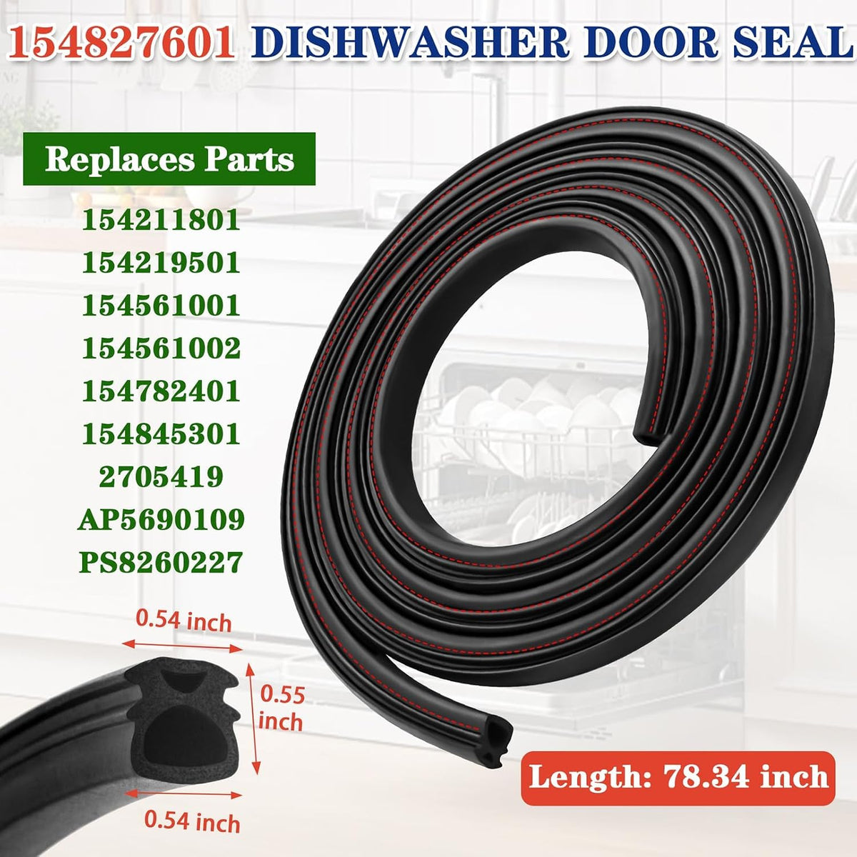 FGID2466QF4A FFBD2411NS0A FGHD2465NF1 Dishwasher Door Seal Fit Frigi-daire