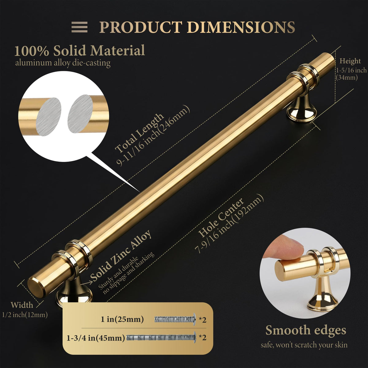 10 Pack 7-1/2 Inch Gold Cabinet Handles