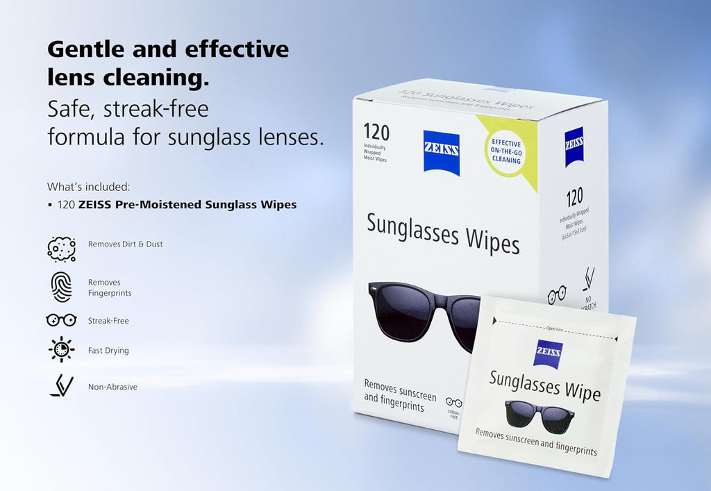 Pre-Moistened Sunglasses Cleaning Wipes, 120 Count