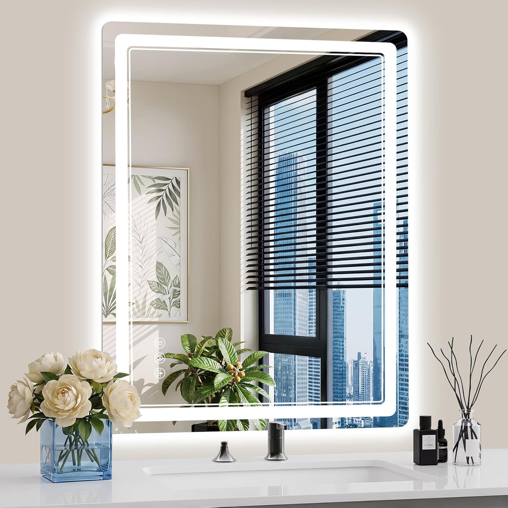 30"x36" LED Bathroom Mirror with Lights, Backlit + Front Lit, Anti-Fog, Lighted Bathroom Mirror for Wall, HD