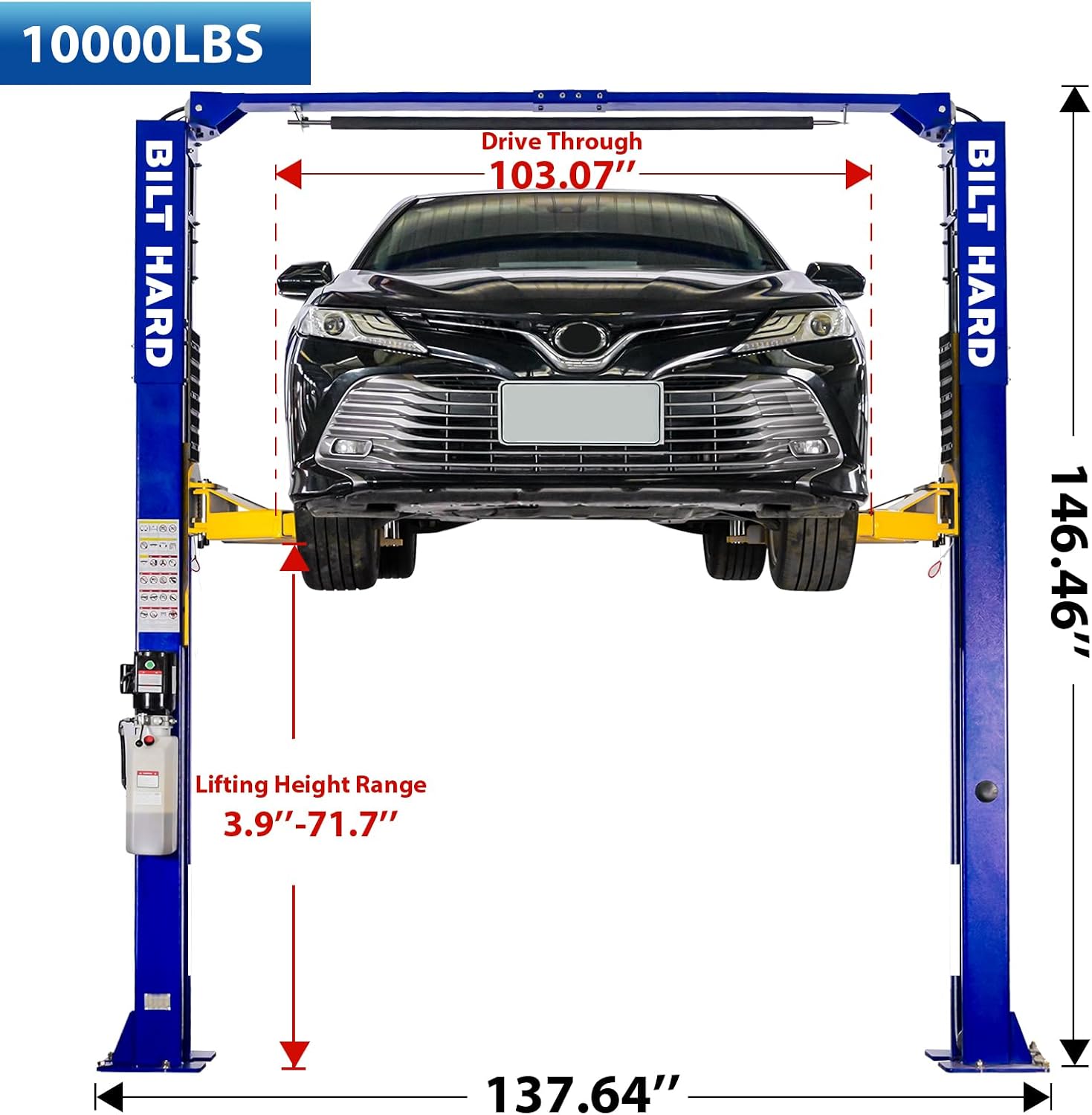 Two Post Car Lift 10000 LBS Capacity, 3HP 1PH Clearfloor Automotive Vehicle Lifts with Single Point Release, 4.5Ton 2