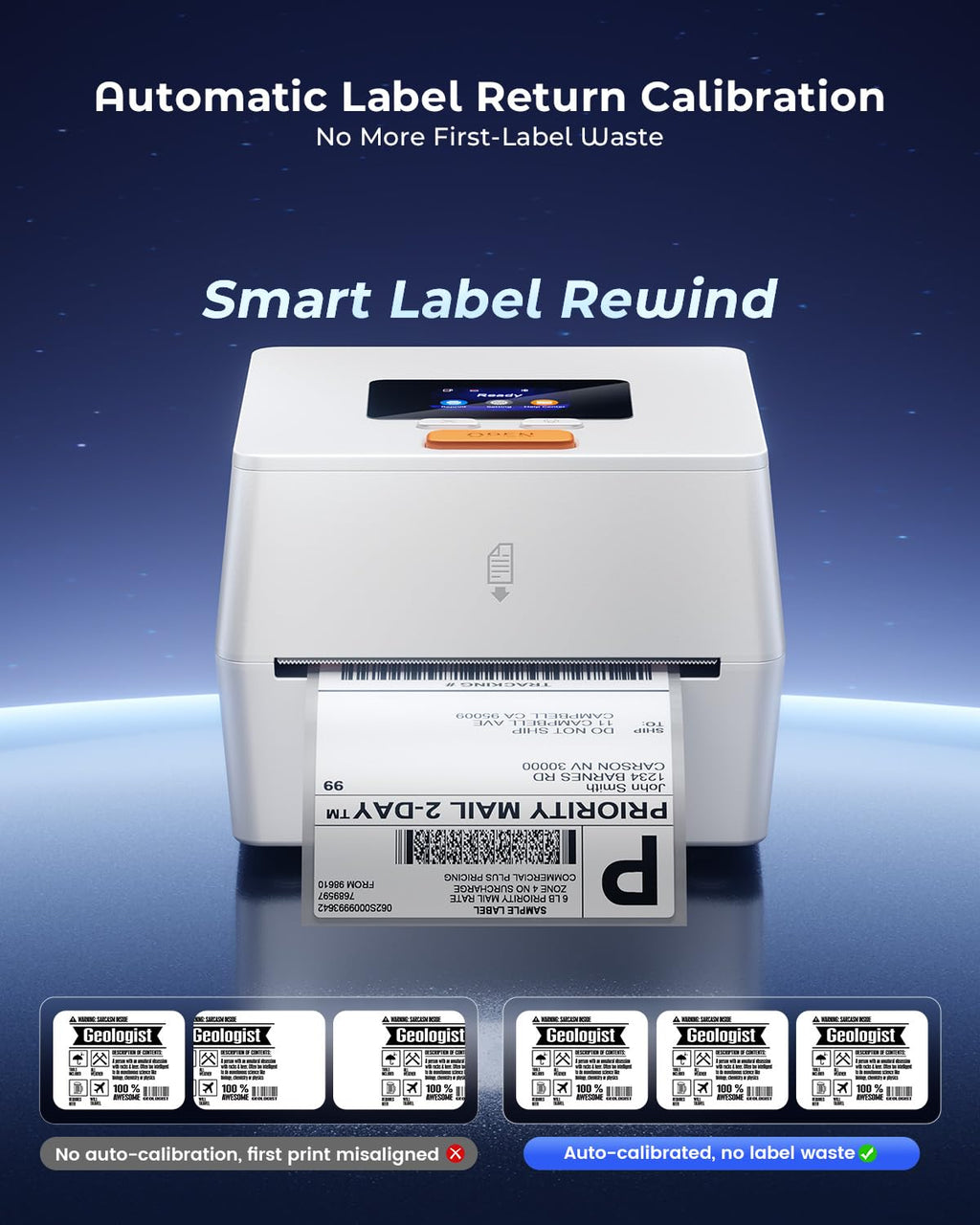 Thermal Label Printer with Touchable Screen, 4x6 Bluetooth Shipping Label Printer with Built-in Label Holder, D420D