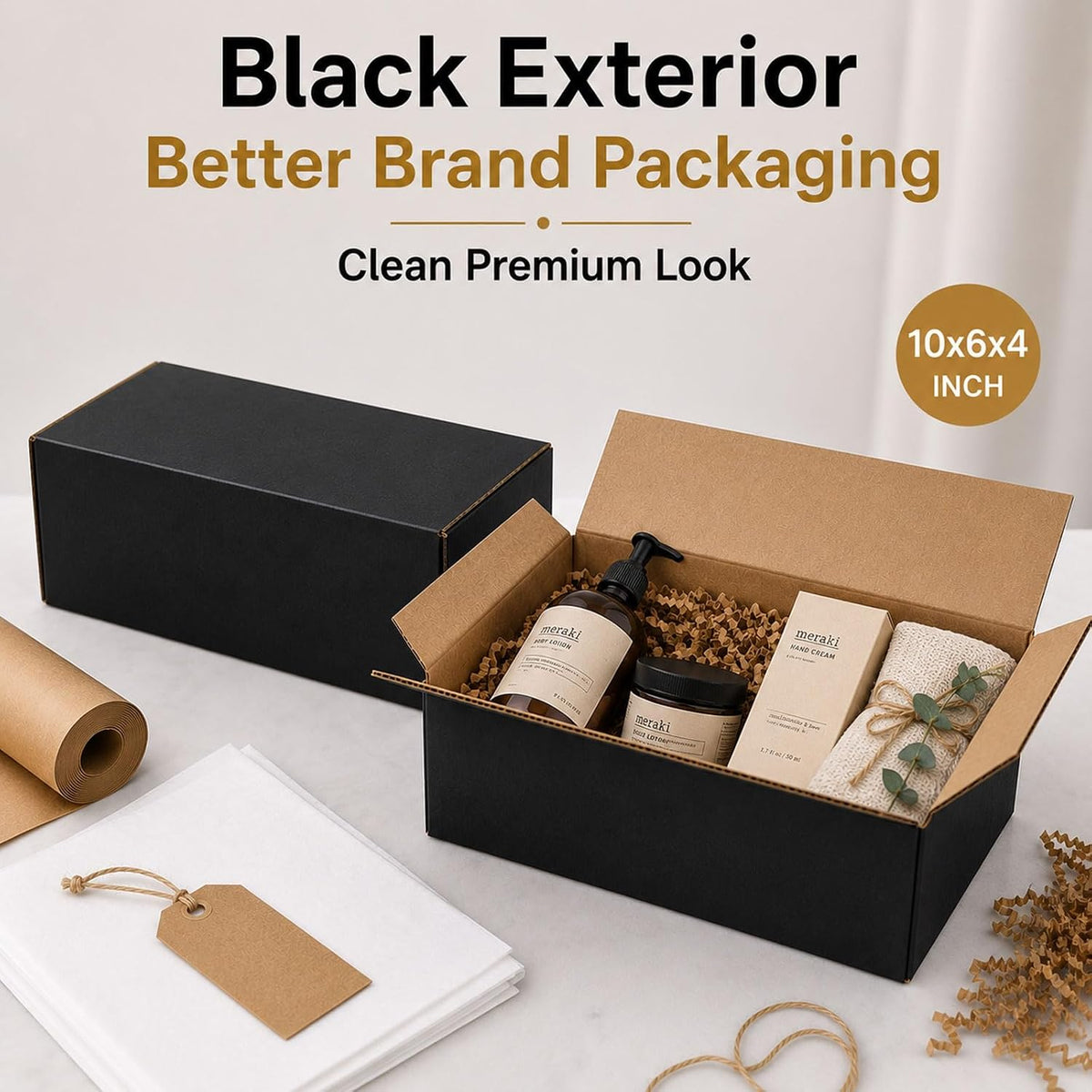 10x6x4 Black Shipping Boxes, Pack of 35