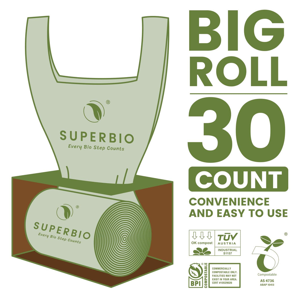 13 Gallon Compostable Kitchen Waste Bags with Handles