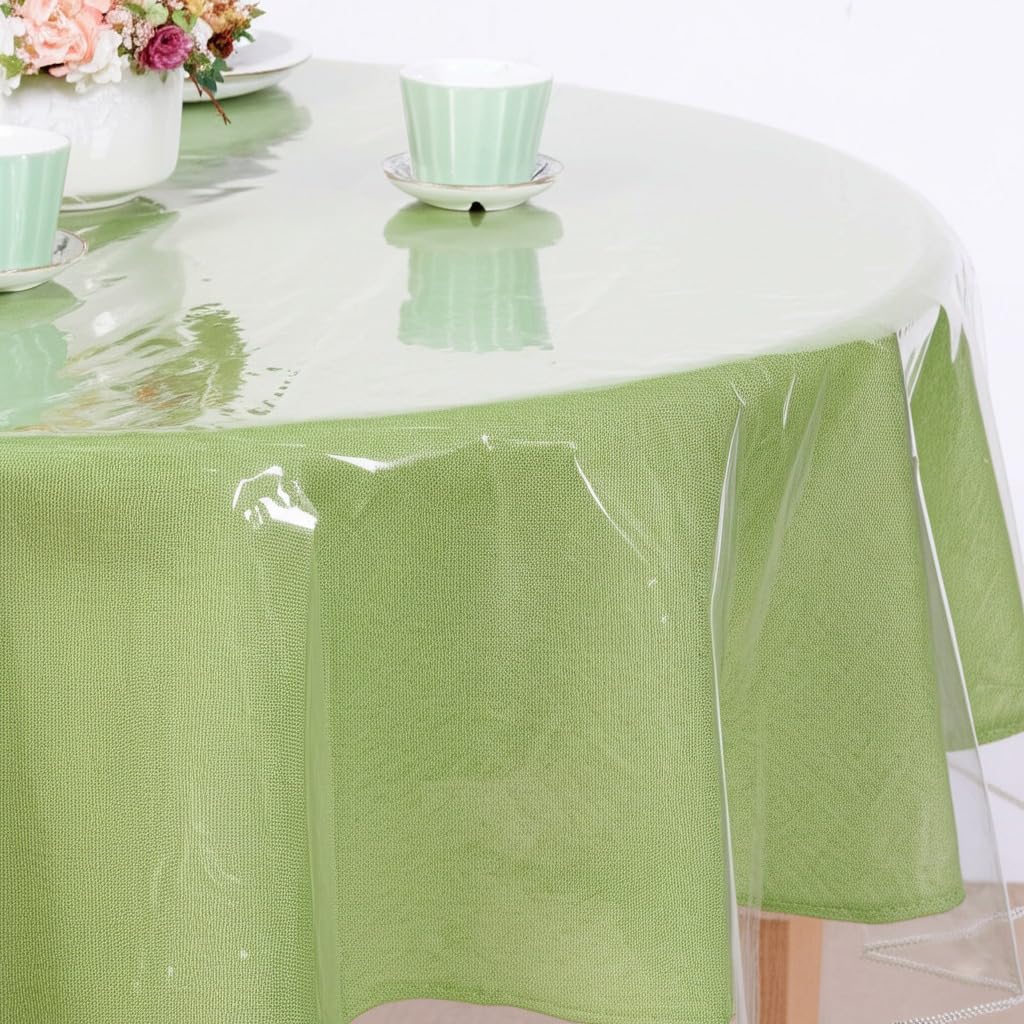 Clear Plastic Tablecloth Protector, Table Cloth Vinyl (70" Round)