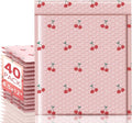 Bubble Mailers 8.5x12" 40 Pack Cherry Cute Padded Envelopes Pink