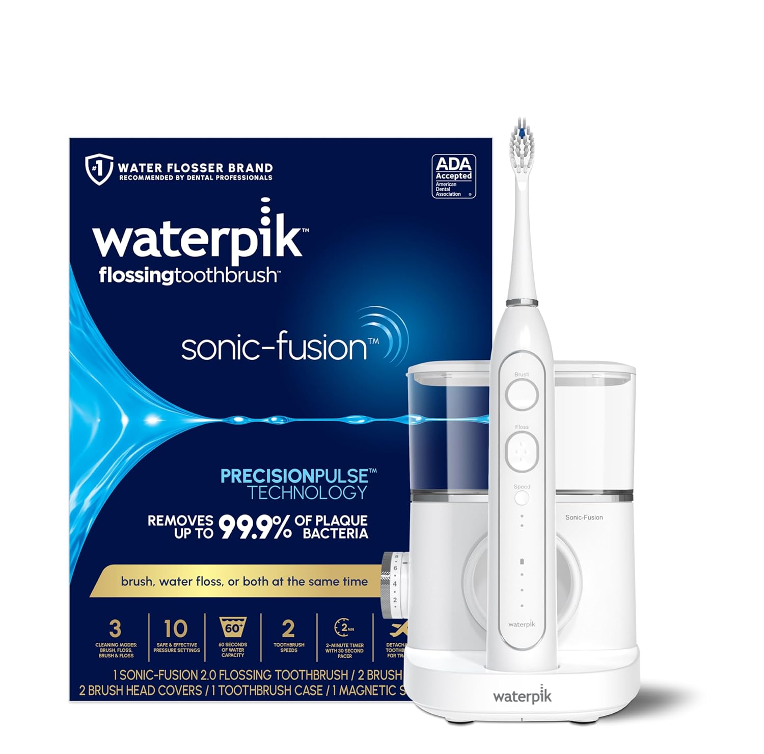 Sonic-Fusion 2.0 Professional Flossing Electric Toothbrush with Water Flosser Combo Two In One, For Daily Gum Care