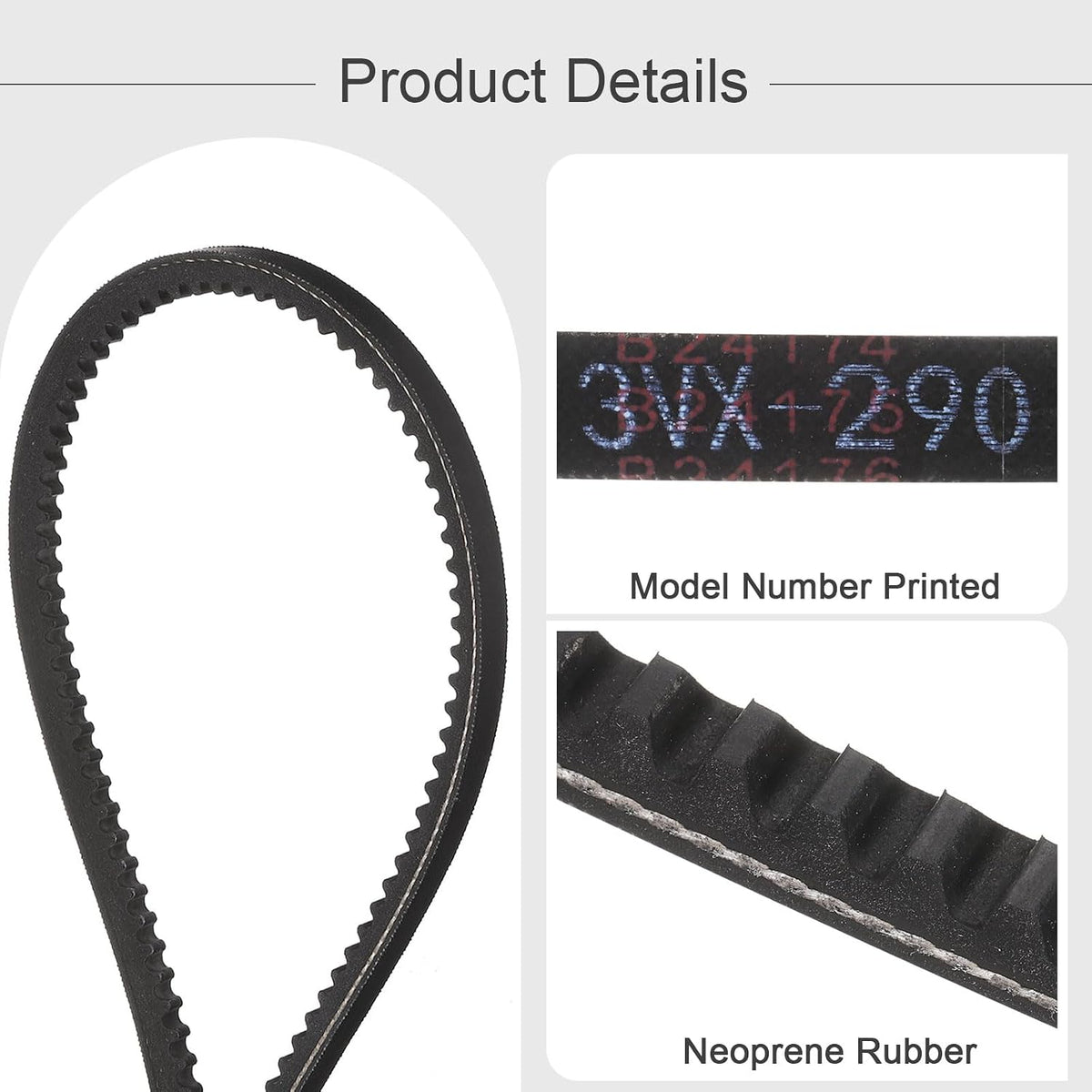 uxcell 3VX290 Rubber V-Belt, Raw Edge Cogged Industrial V Belt 29" Length x 0.38" Width x 0.32" Thickness