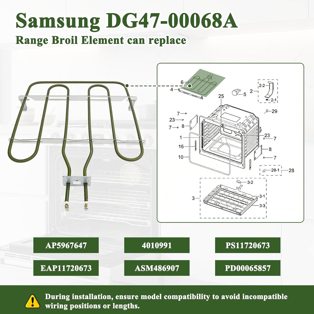 DG47-00068A Broil Element Compatible with samsung Electric Range